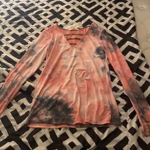 This is a long sleeve color pink tie dye